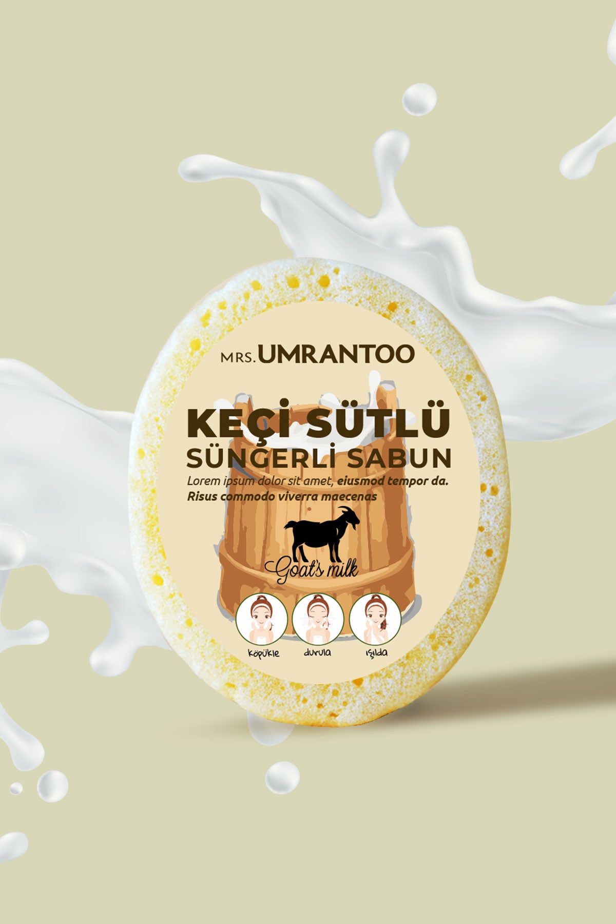 Mrs.Umrantoo Doğal Keçi Sütlü Süngerli Sabun 175g